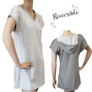 Dotti Reversible Lace & Stripe Hoodie Dress SZ S